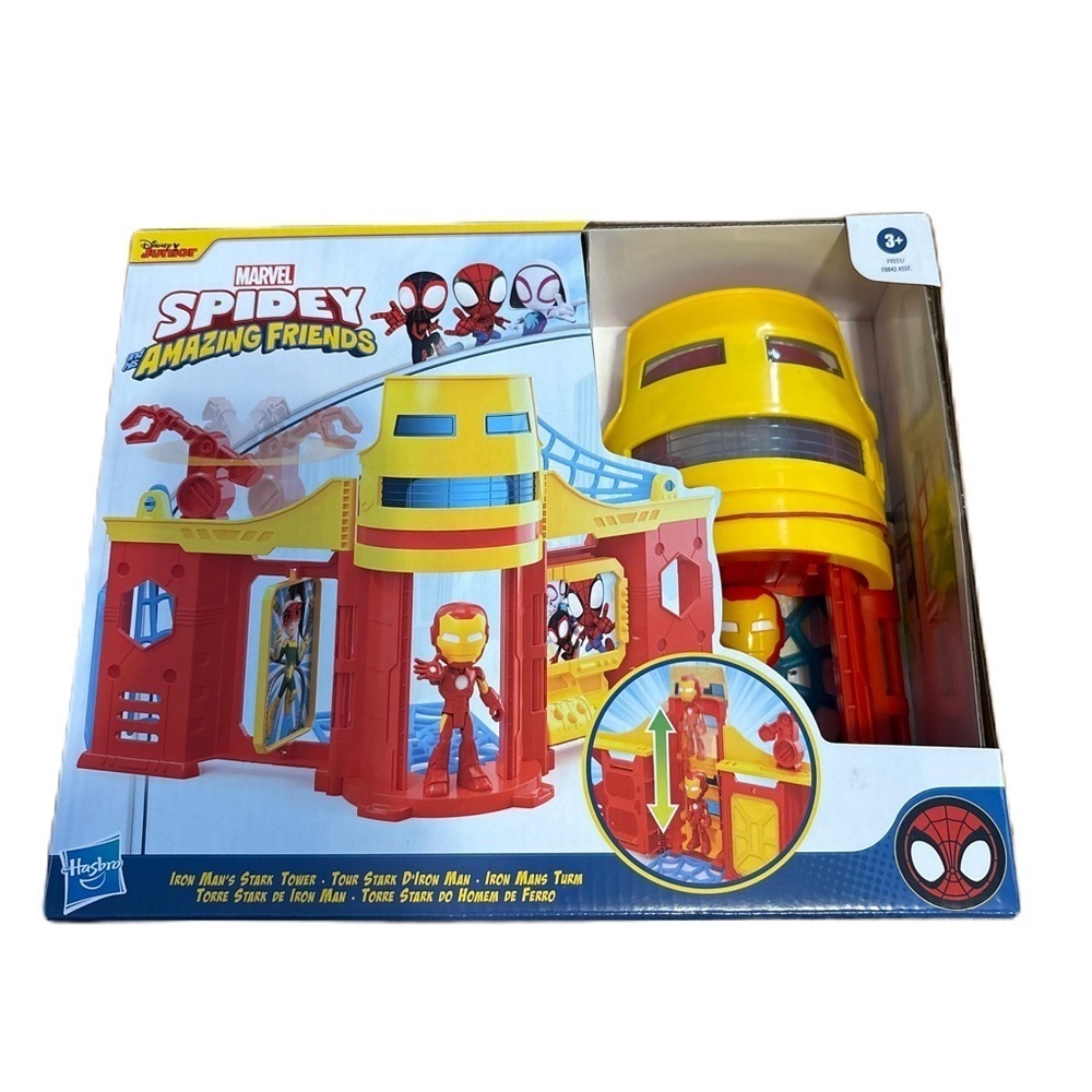 Marvel Spidey and His Amazing Friends Stark Tower Playset, 4" Iron Man NEW